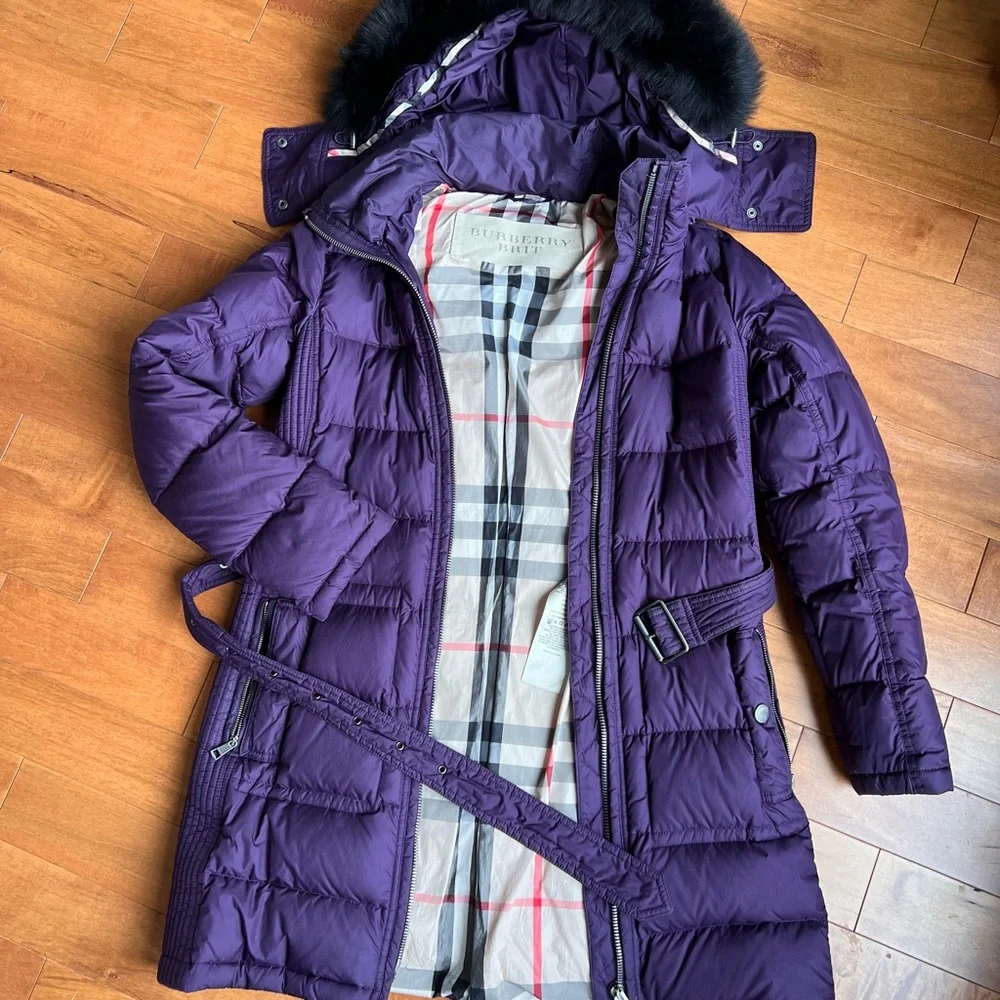 Burberry | Jackets & Coats | Burberry Brit Purple Puffer Jacket